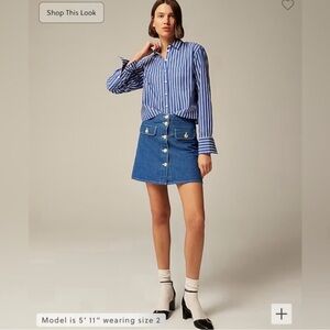 J. Crew Blue Denim Button-Front Mini Skirt